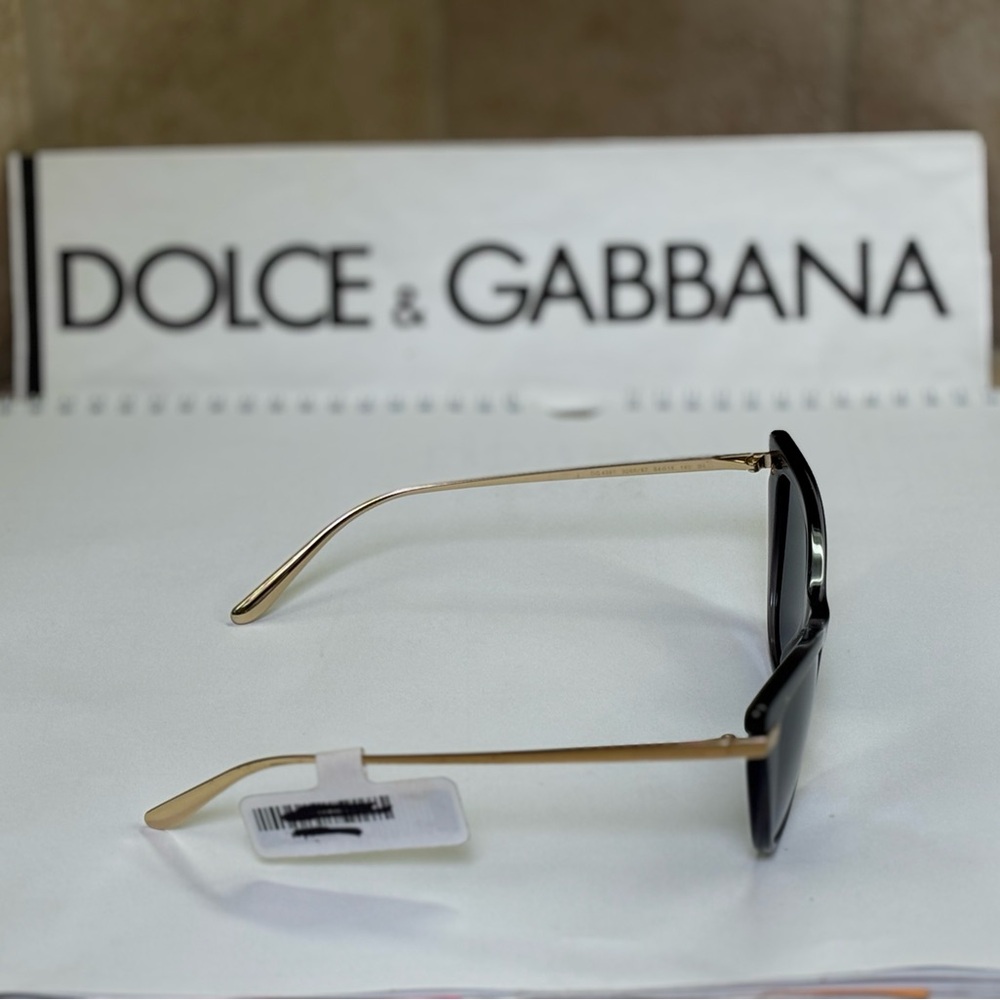 New Dolce & Gabbana DG4381 3268/87 Grey Cat-Eye Sunglasses with Gold Detail - Picture 6 of 13